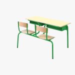 Table écolier en bois avec chaise attenante (12 unités)